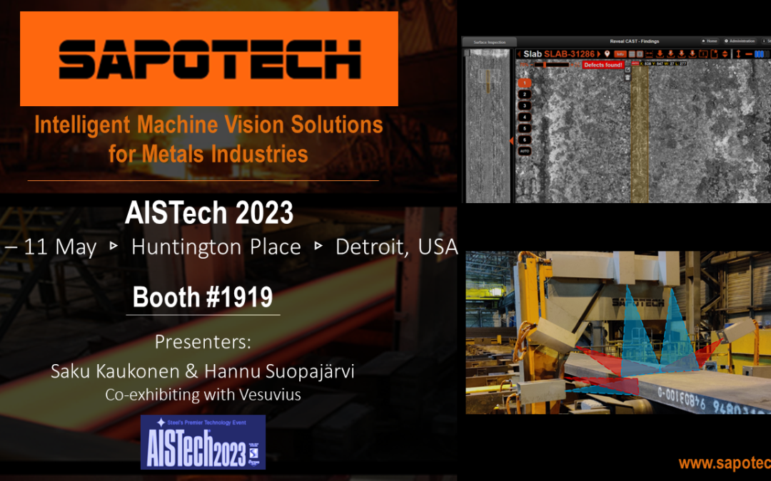 Sapotech and Vesuvius to showcase the future of surface inspection and process monitoring technology at AISTech2023 in Detroit